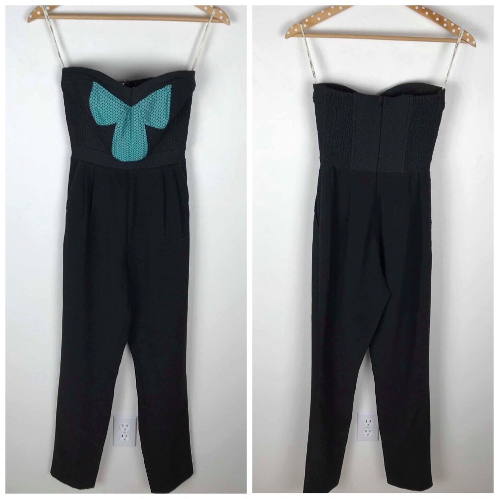 6 Shore Road Black Teal Strapless Jumpsuit